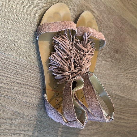 Sole Society pink suede Koa fringe sandals - Picture 4 of 6